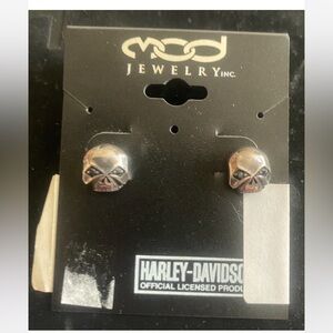 Harley Davidson Skull Stud Earrings